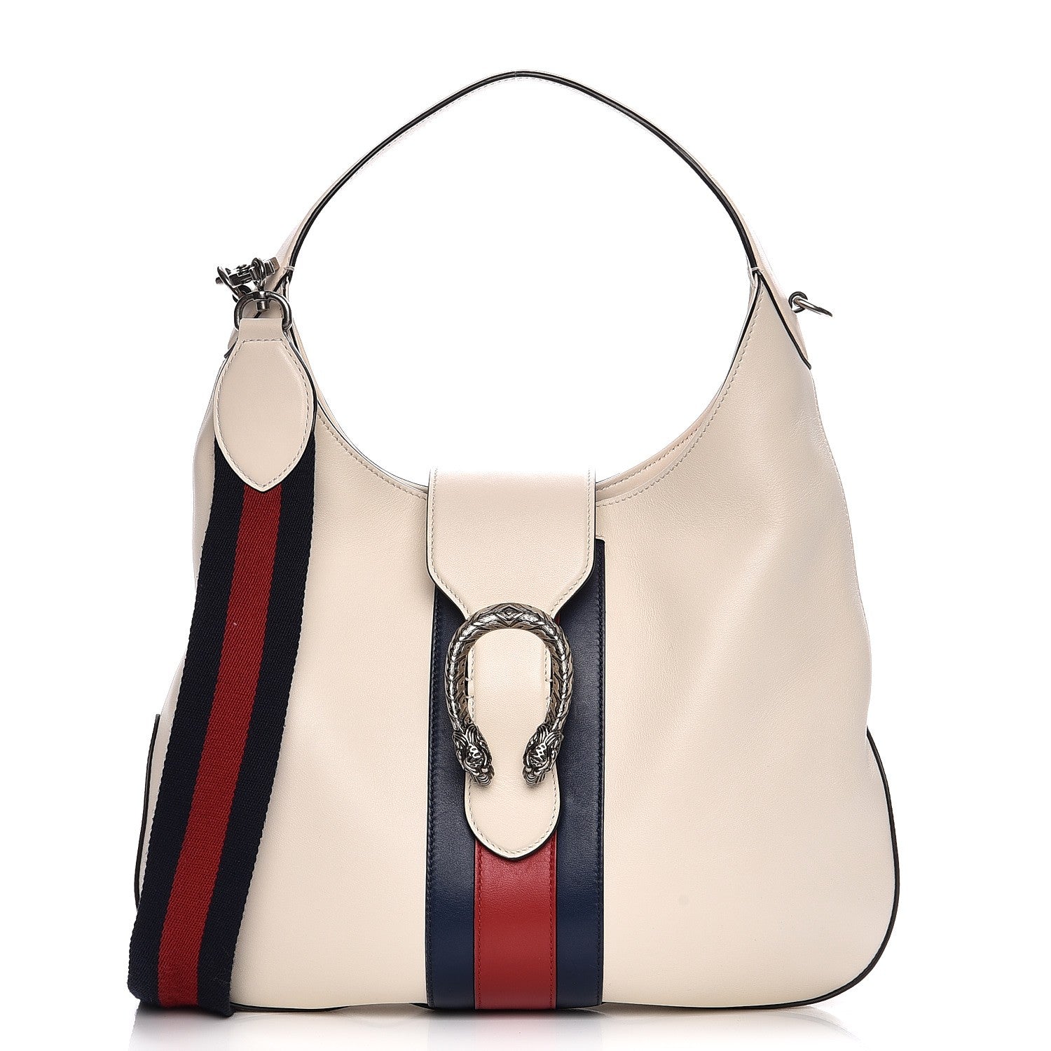 Gucci Calfskin Web Stripe Medium Dionysus Hobo White 1 of 14