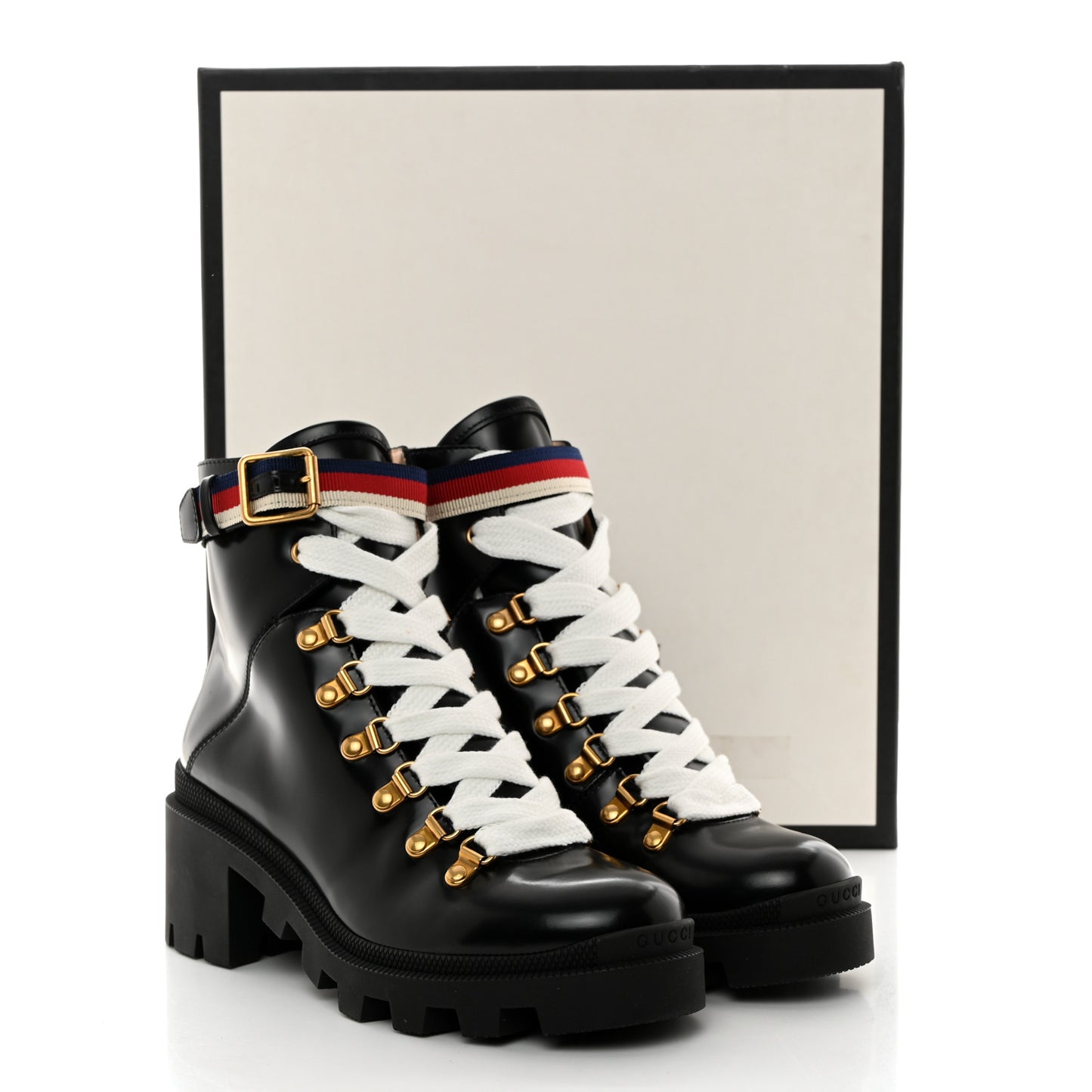 Calfskin Sylvie Web Womens Lace Up Combat Boots 36.5 Black
