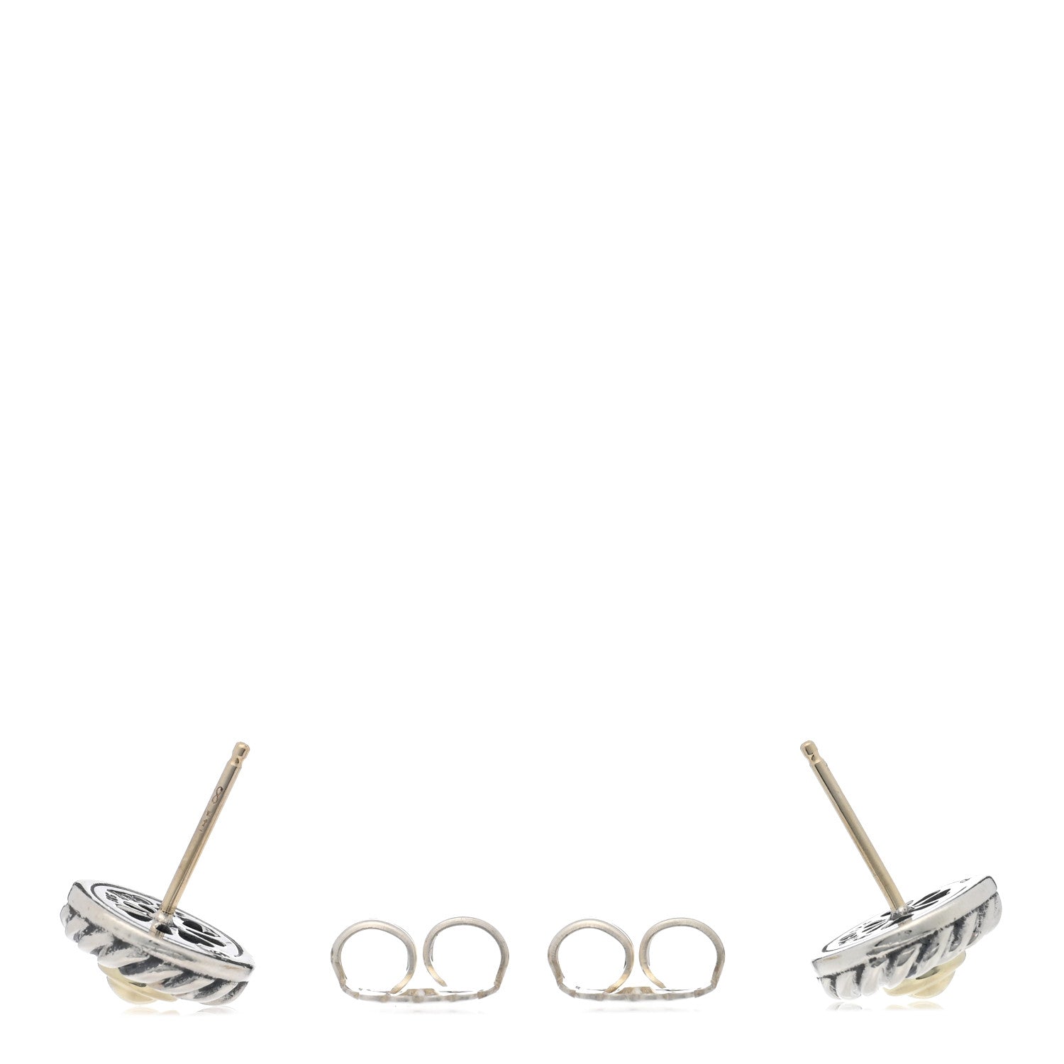 David Yurman Sterling Silver 14K Yellow Gold Cookie Earrings 3 of 4