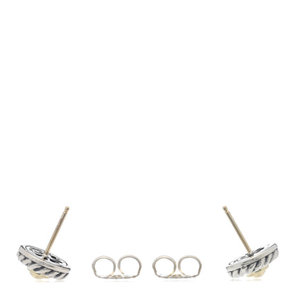 David Yurman Sterling Silver 14K Yellow Gold Cookie Earrings 3 of 4