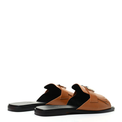 Hermes Calfskin Auteuil Sandals 38.5 Beige Dore 4 of 8