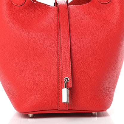 Hermes Taurillon Clemence Picotin Lock 18 PM Rouge De Coeur 8 of 11