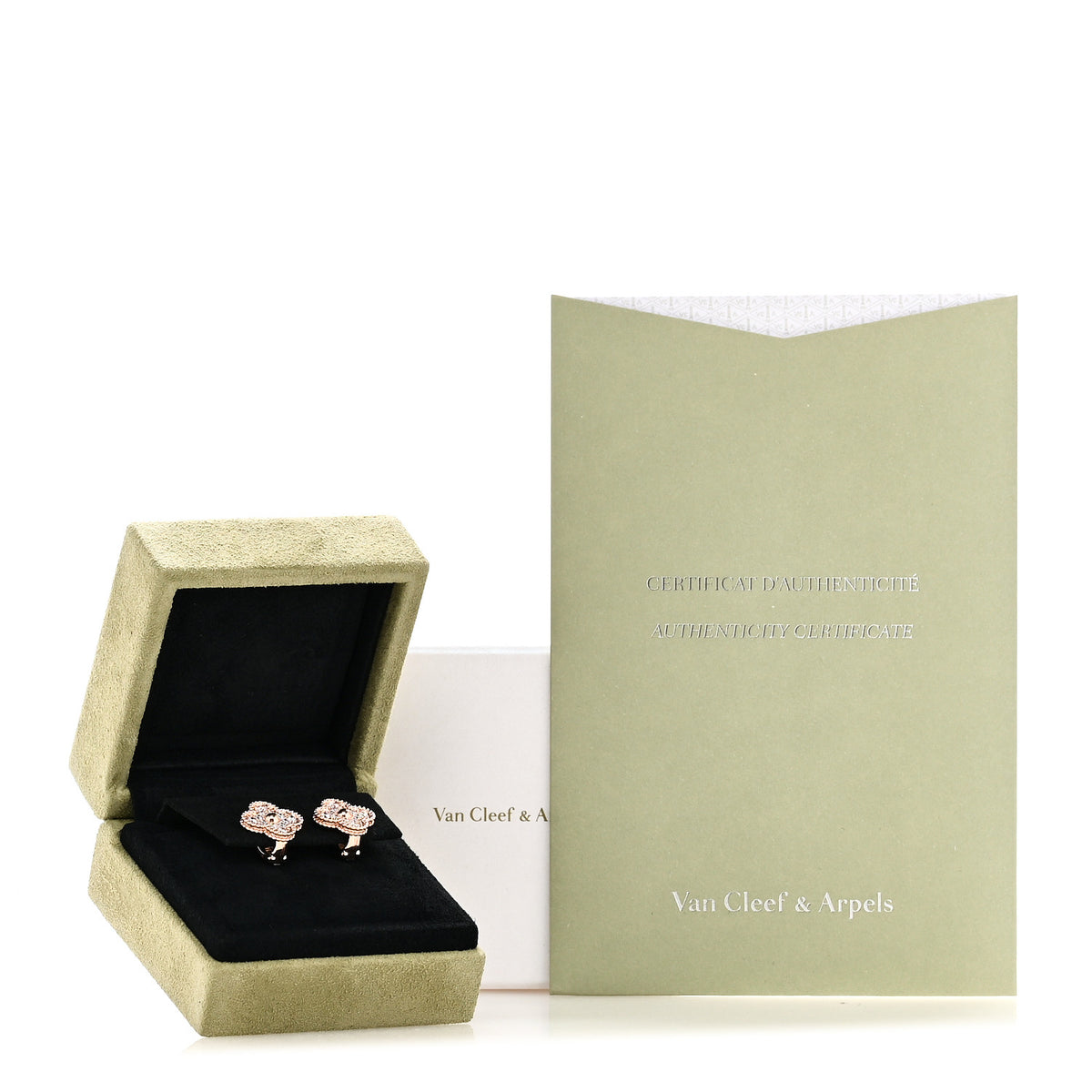 18K Rose Gold Diamond Vintage Alhambra Earrings