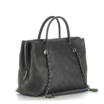 Chanel Grained Vegetal Calfskin Stitched Shopping Tote Black 4 of 8