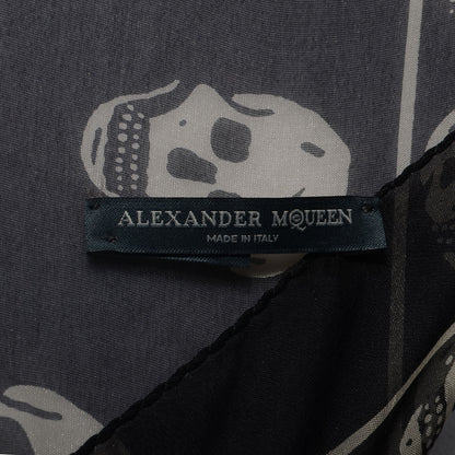 Alexander McQueen Silk Chiffon Skull Scarf Black Ivory 5 of 6