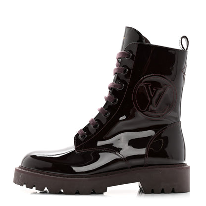 Louis Vuitton Patent Territory Ranger Boots 38.5 Bordeaux 1 of 15