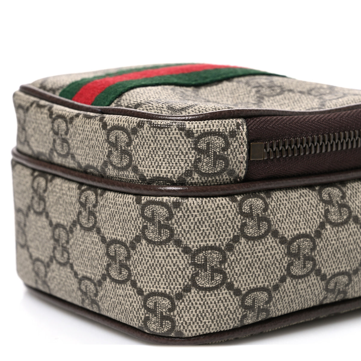 GG Supreme Monogram Web Mini Ophidia Double Zip Messenger Bag Beige New Acero