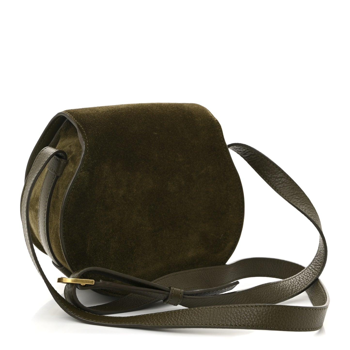 Suede Calfskin Small Marcie Saddle Bag Deep Olive
