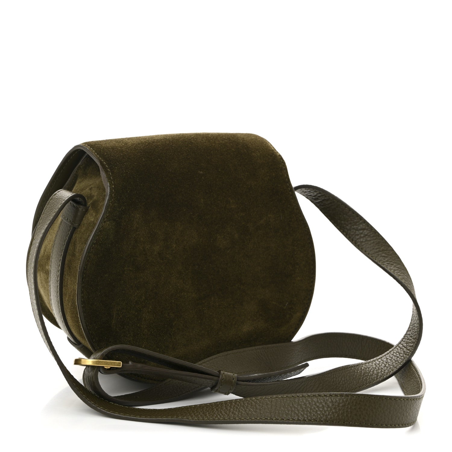Chloe Suede Calfskin Small Marcie Saddle Bag Deep Olive 3 of 10