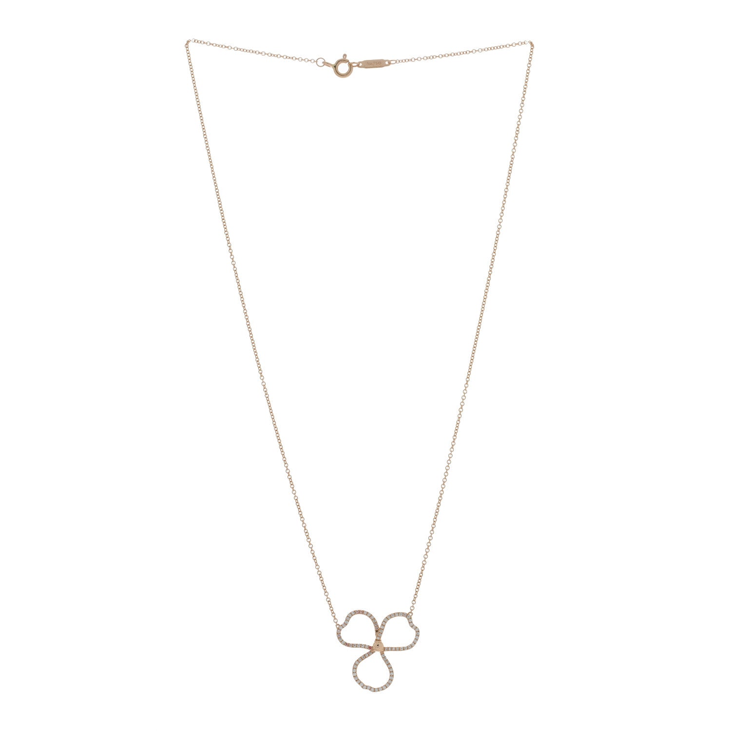 Tiffany 18K Rose Gold Diamond Open Flower Paper Flowers Pendant Necklace 3 of 4