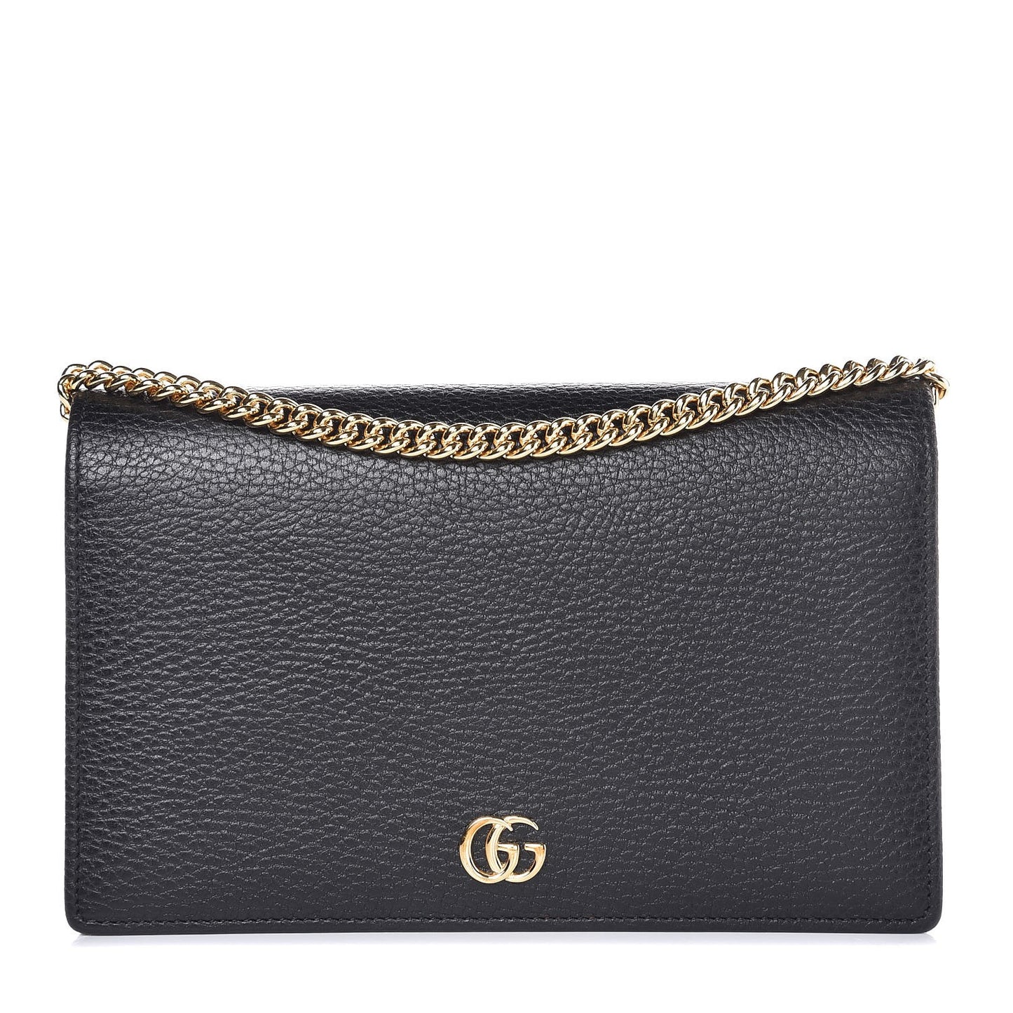 Calfskin Mini GG Marmont Chain Wallet Black