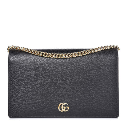 Gucci Calfskin Mini GG Marmont Chain Wallet Black 1 of 8