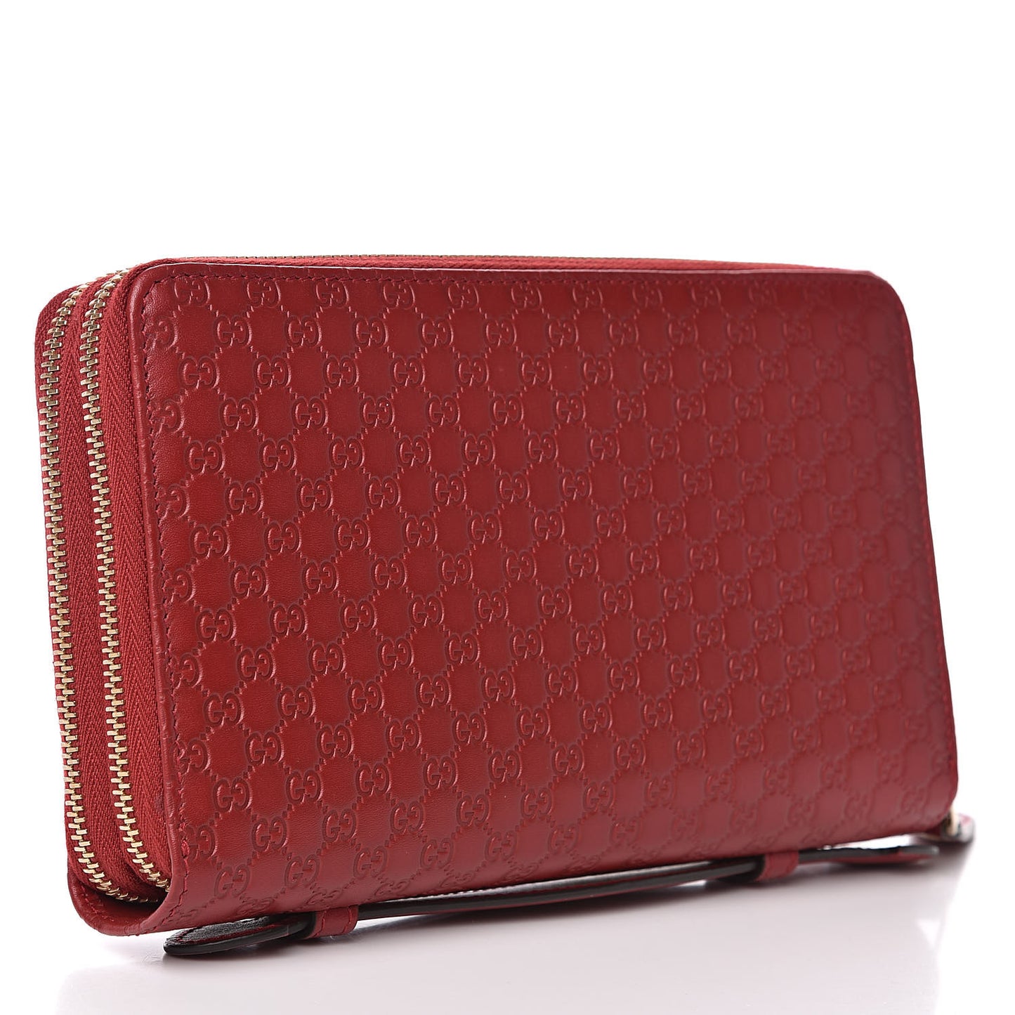 Microguccissima Zip Around Top Handle Travel Wallet Red