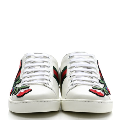 Gucci Calfskin Web Floral Embroidered Womens Ace Sneakers 38 White 2 of 10