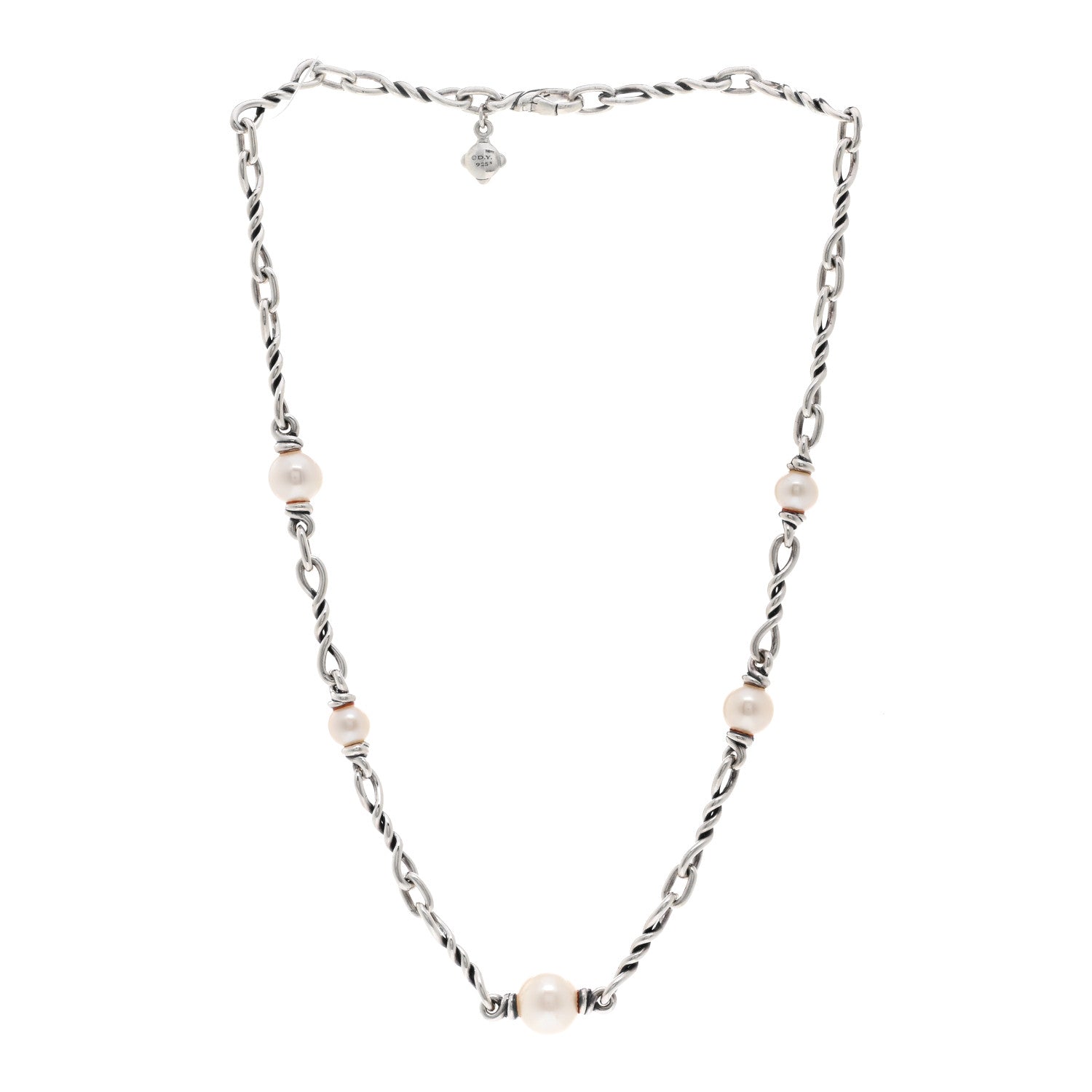 David Yurman Sterling Silver Pearl Continuance Chain Necklace 3 of 4