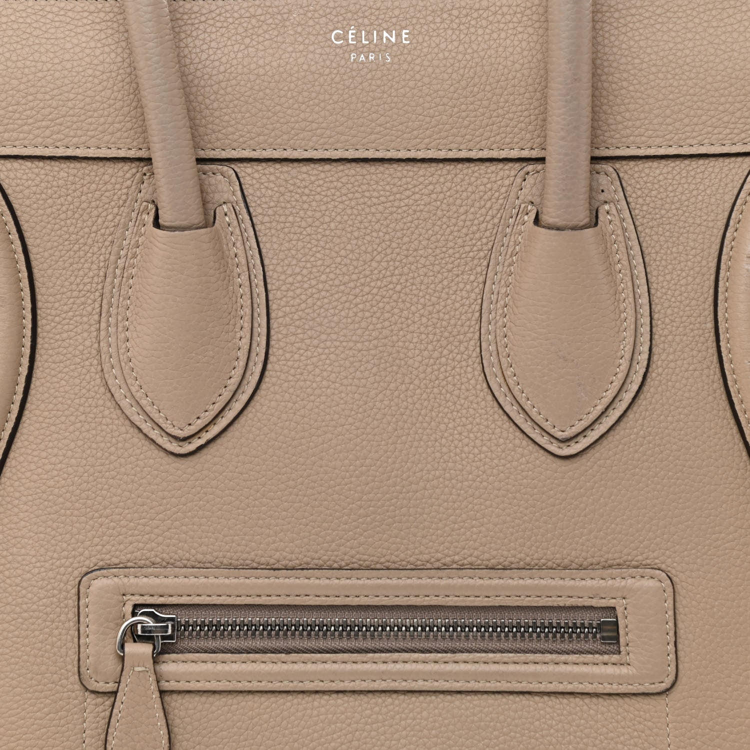Celine Drummed Calfskin Mini Luggage Dune 8 of 14