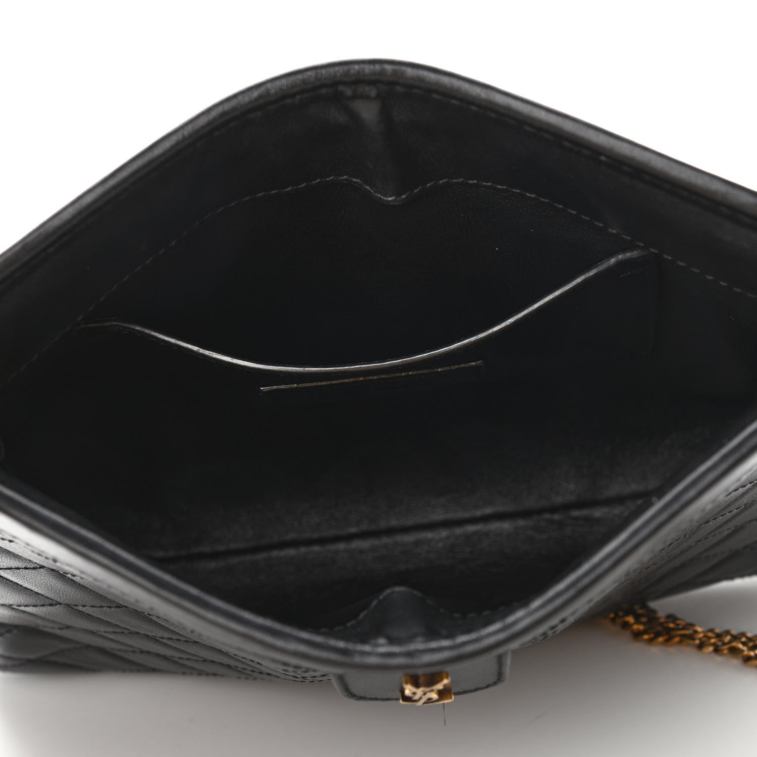 Saint Laurent Lambskin Quilted Monogram Baby Victoire Chain Clutch Bag Black 5 of 9