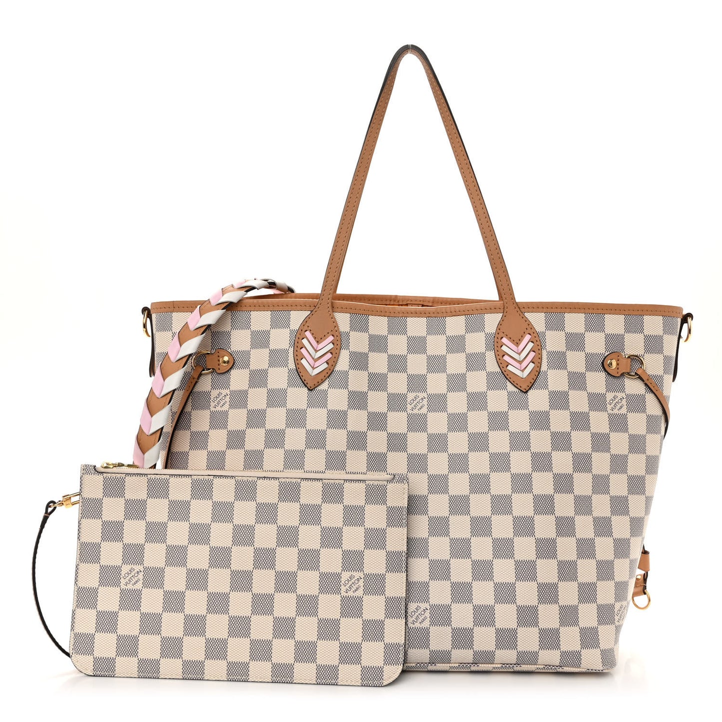 Damier Azur Braided Neverfull MM Orange