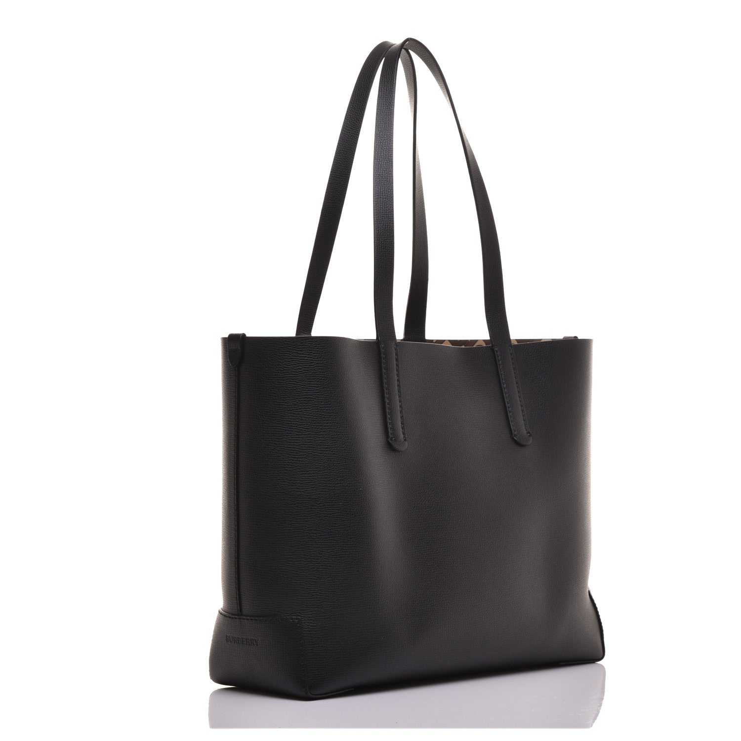 Burberry Calfskin TB Motif Embossed Medium Tote Black 3 of 8