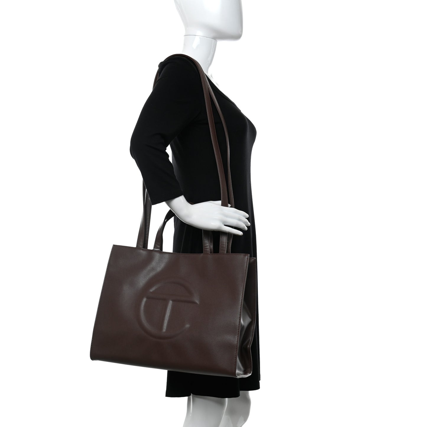 Vegan Leather Medium Shopping Bag Dark Brown