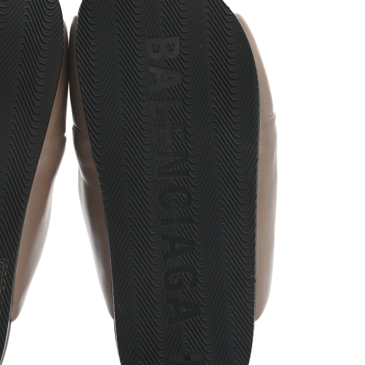 Smooth Nappa Logo Puffy Slide Sandals 35 Mink Grey White