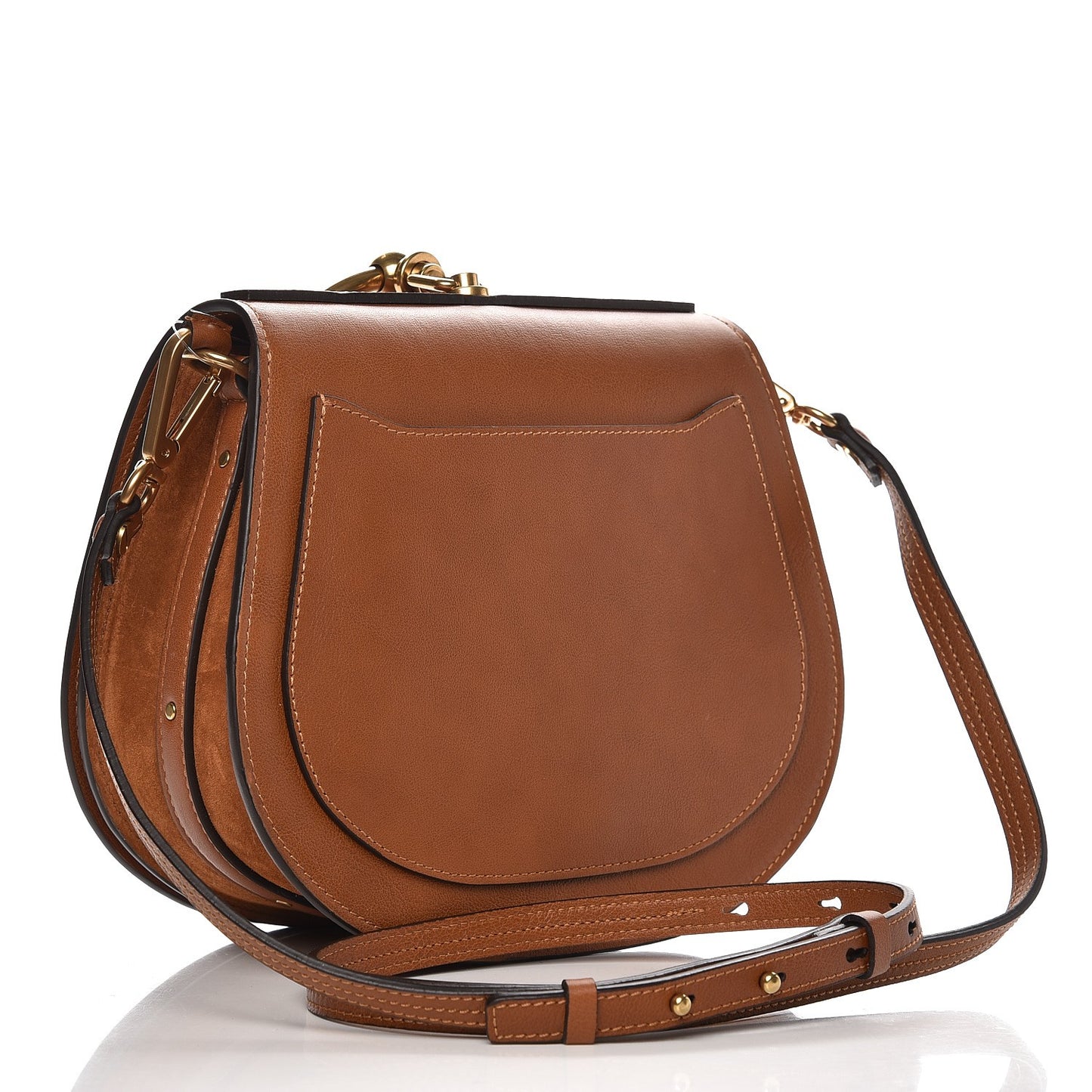 Calfskin Suede Medium Nile Bracelet Bag Caramel