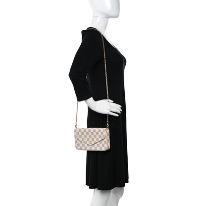Louis Vuitton Damier Azur Pochette Felicie Chain Wallet Rose Ballerine 2 of 11
