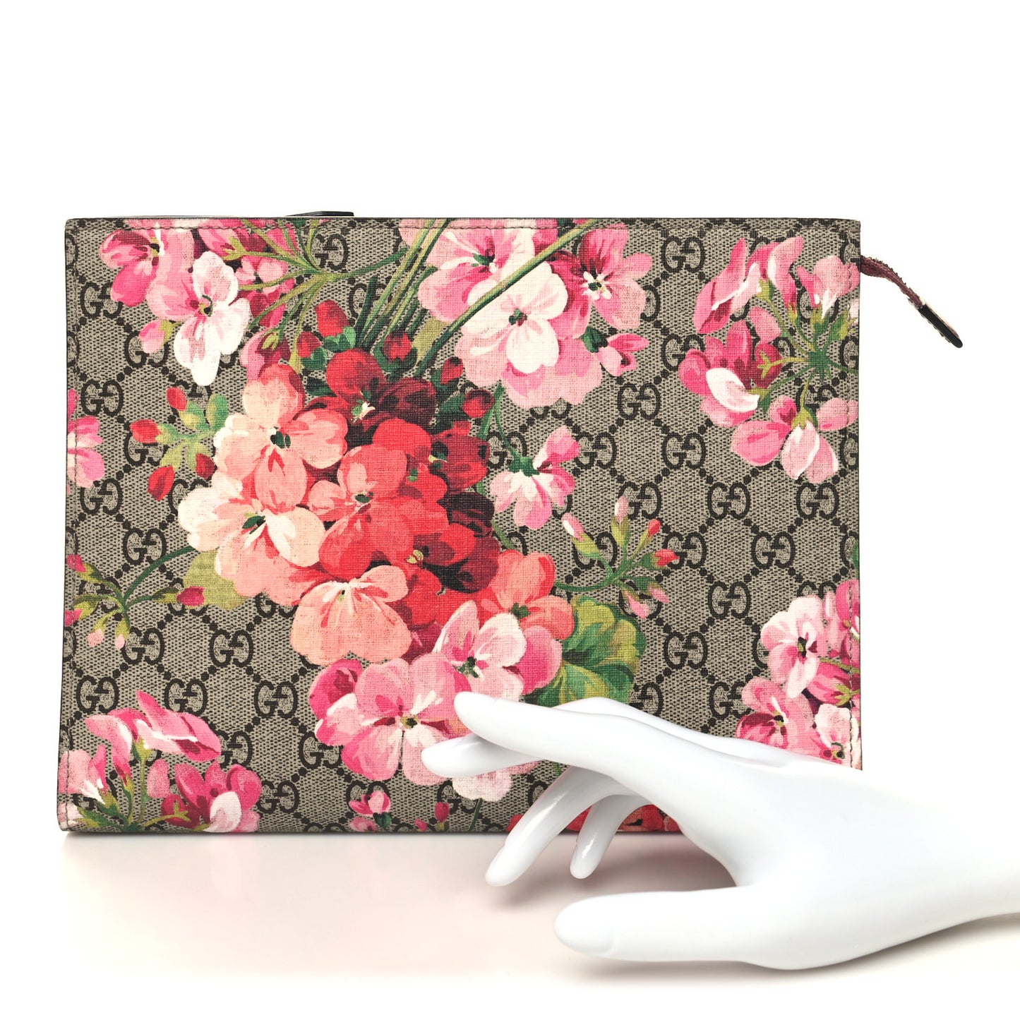 GG Supreme Monogram Blooms Large Cosmetic Case Beige Multicolor Dry Rose