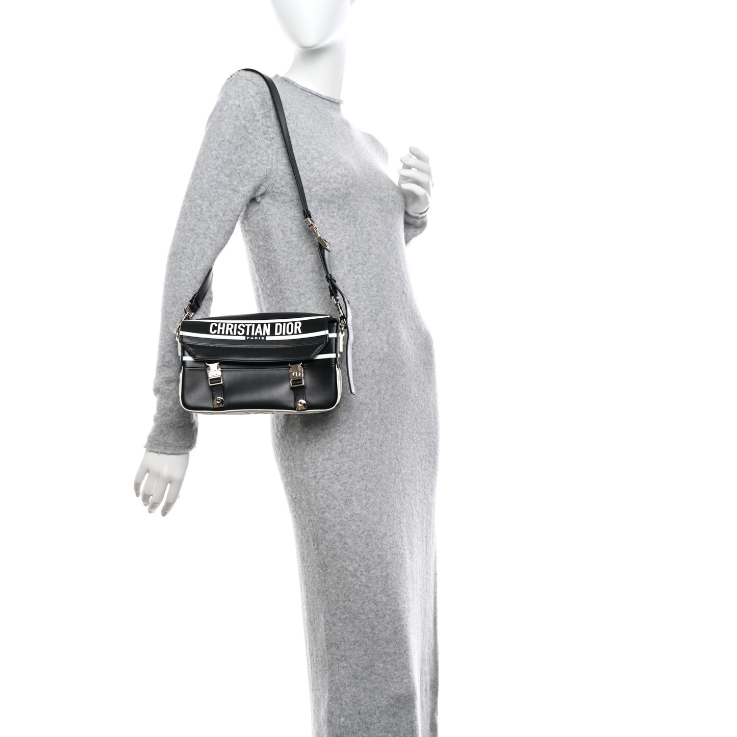 Smooth Calfskin Diorcamp Bag Black White