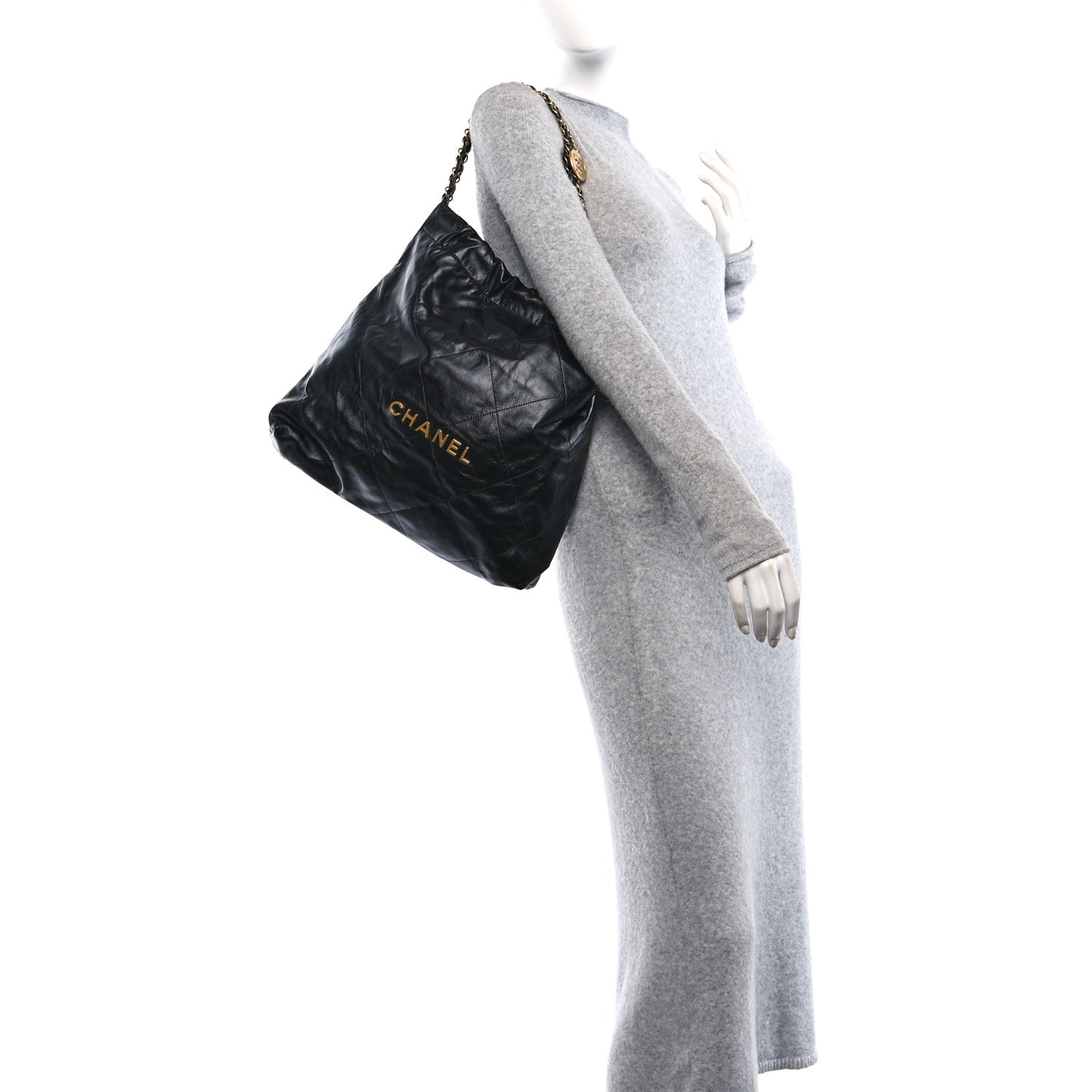 Chanel Shiny Calfskin Quilted Chanel 22 Black 3 of 11