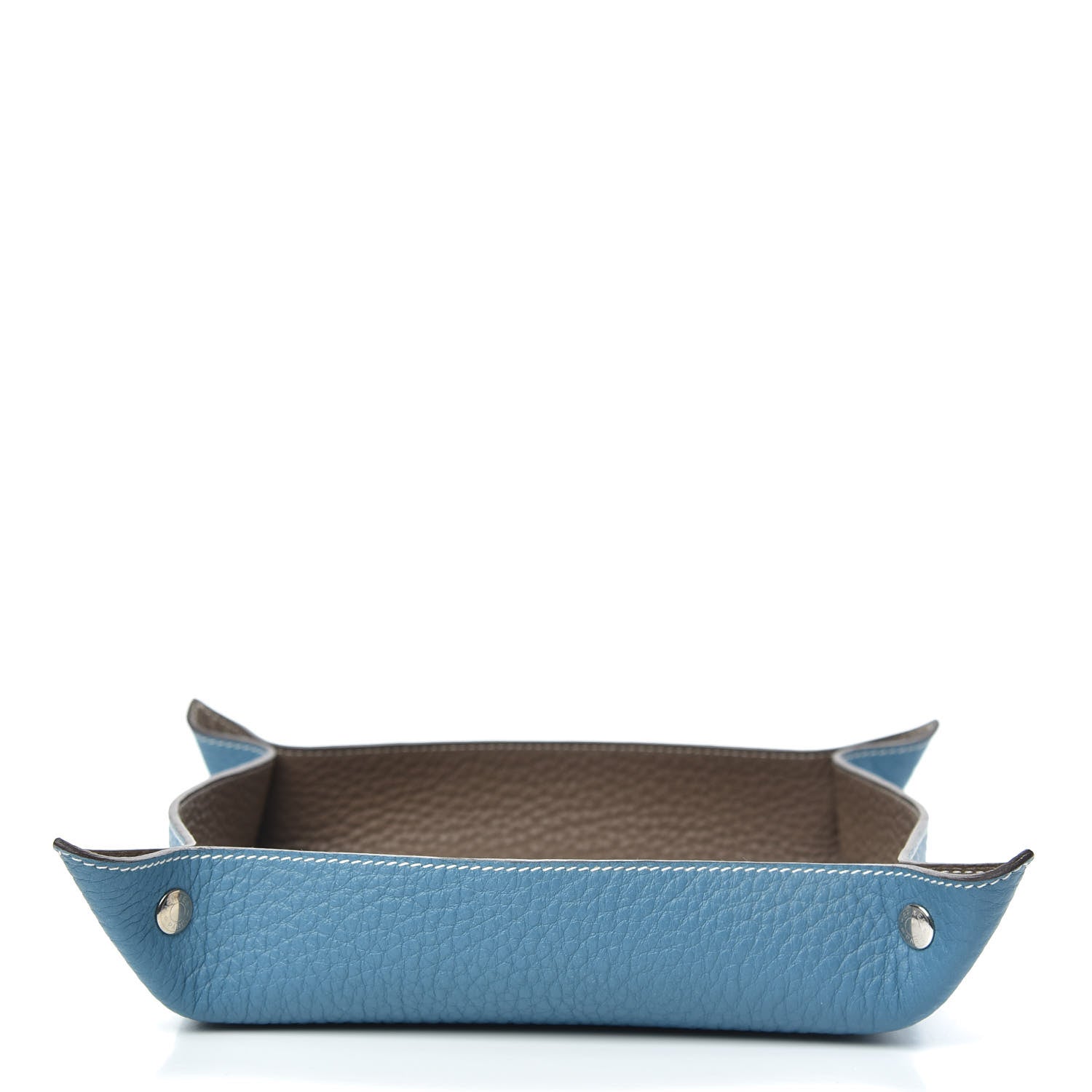 Hermes Taurillon Clemence Mises et Relances H'Dot Change Tray Etoupe Blue Jean 4 of 7