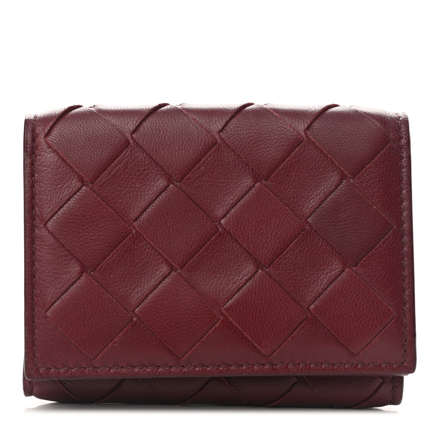 Nappa Intrecciato Trifold Wallet Bordeaux
