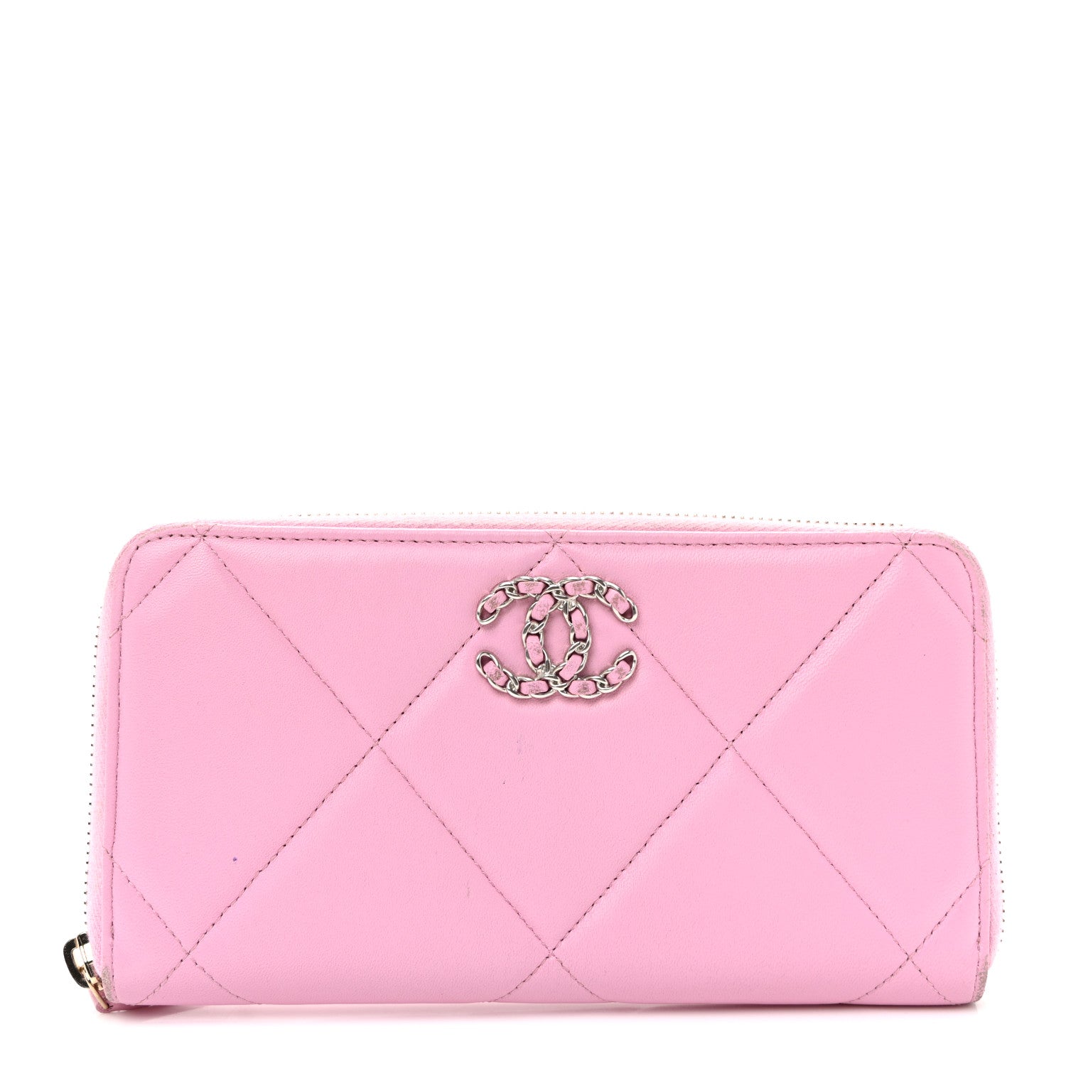 Chanel Lambskin Quilted Chanel 19 Zipped Wallet Light Pink 1923463