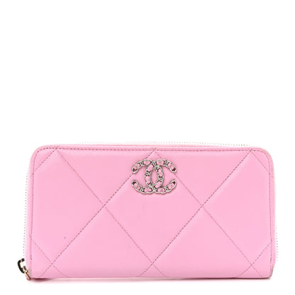 Chanel Lambskin Quilted Chanel 19 Zipped Wallet Light Pink 1 of 15