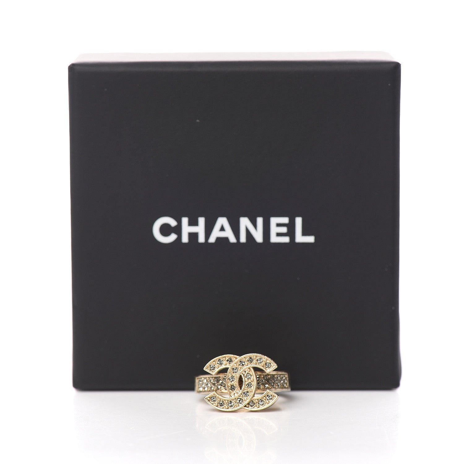 Chanel Crystal CC Ring 7 Light Gold 7 of 7