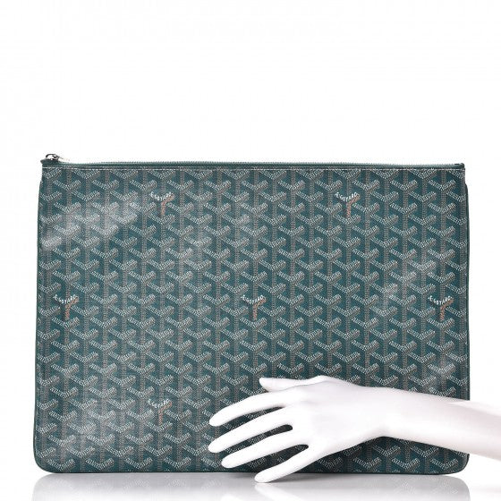 Goyard Chevron Senat Pochette GM Green 2 of 8