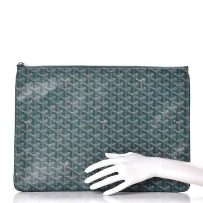Goyard Chevron Senat Pochette GM Green 2 of 8