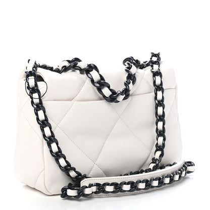 Chanel Glossy Calfskin Quilted Medium Chanel 19 Flap White Black 2 of 8