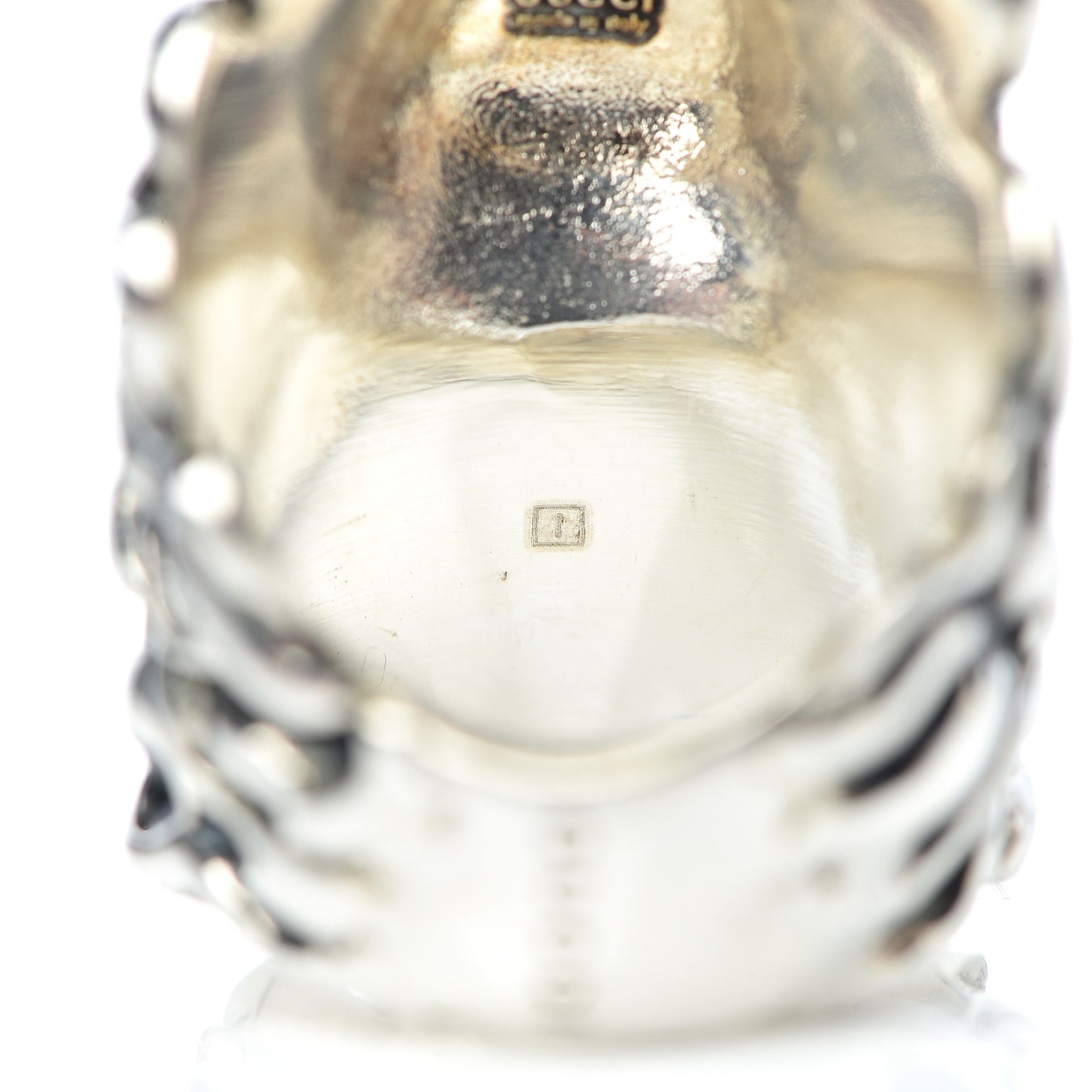 Metal Crystal Lion Head Ring 4.75 Red Aged Silver