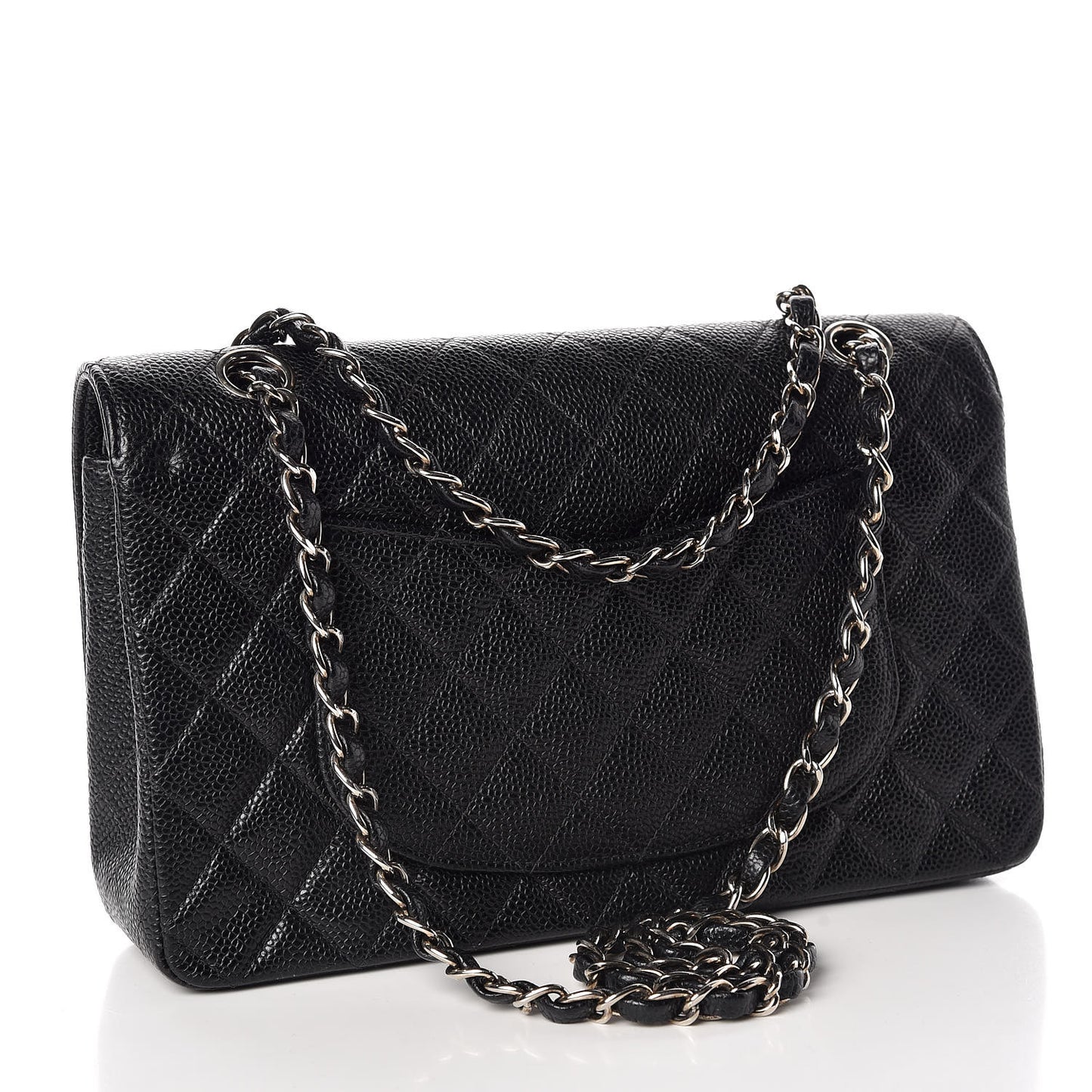 Caviar Quilted Medium Double Flap Black