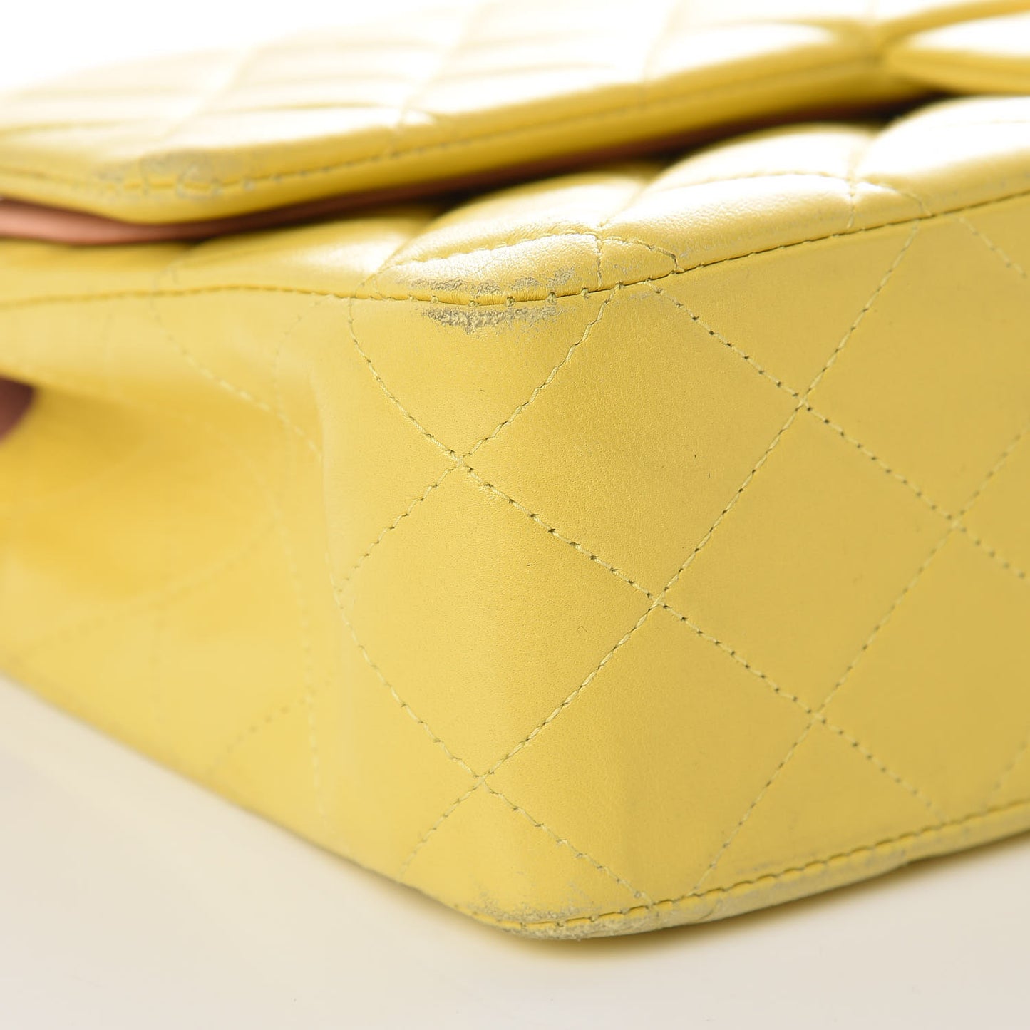 Lambskin Quilted Medium Double Flap Yellow