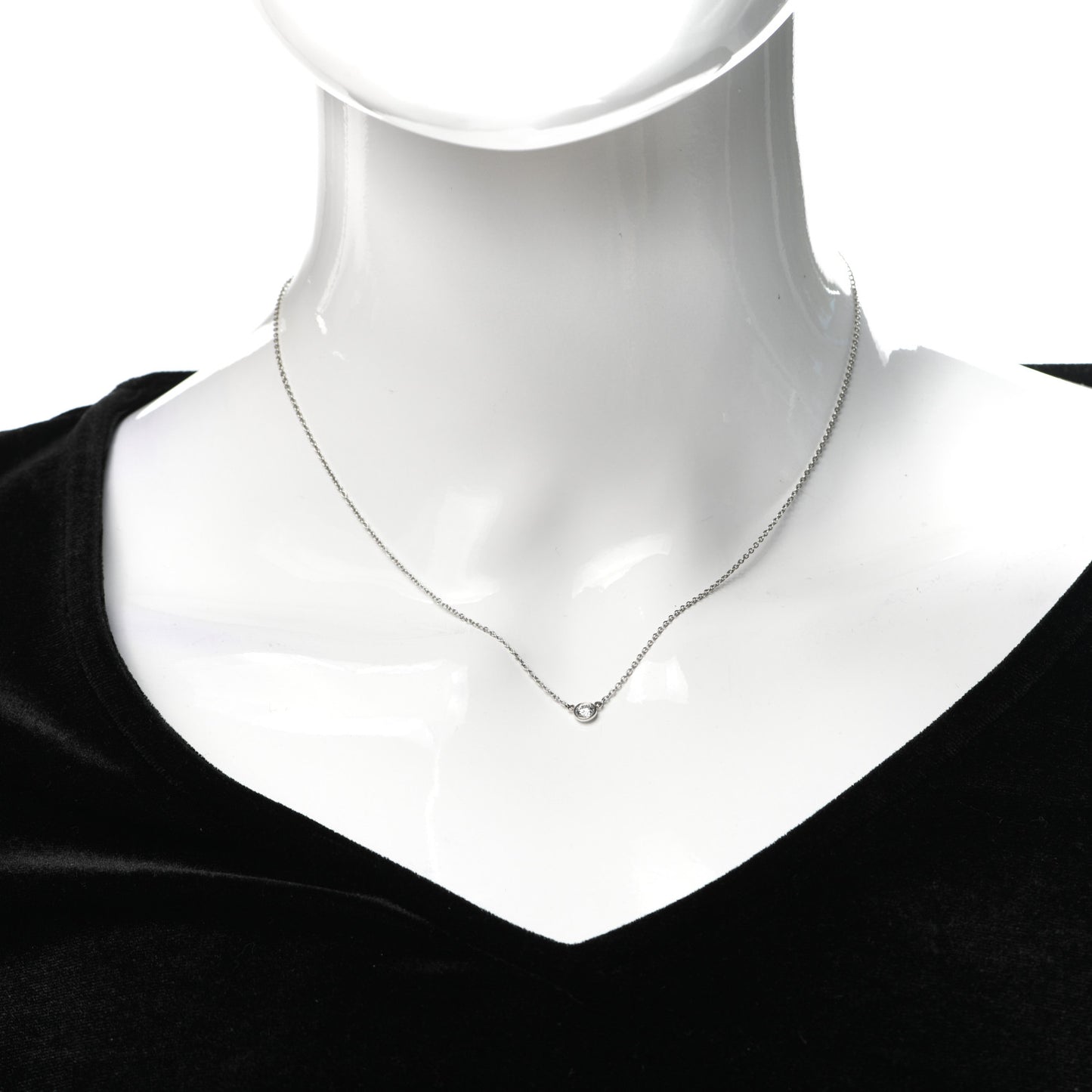 Platinum Diamond .14ct Elsa Peretti Diamonds by the Yard Pendant Necklace