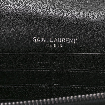 Saint Laurent Sheepskin Tri-Quilt Monogram Envelope Chain Wallet Black 6 of 8