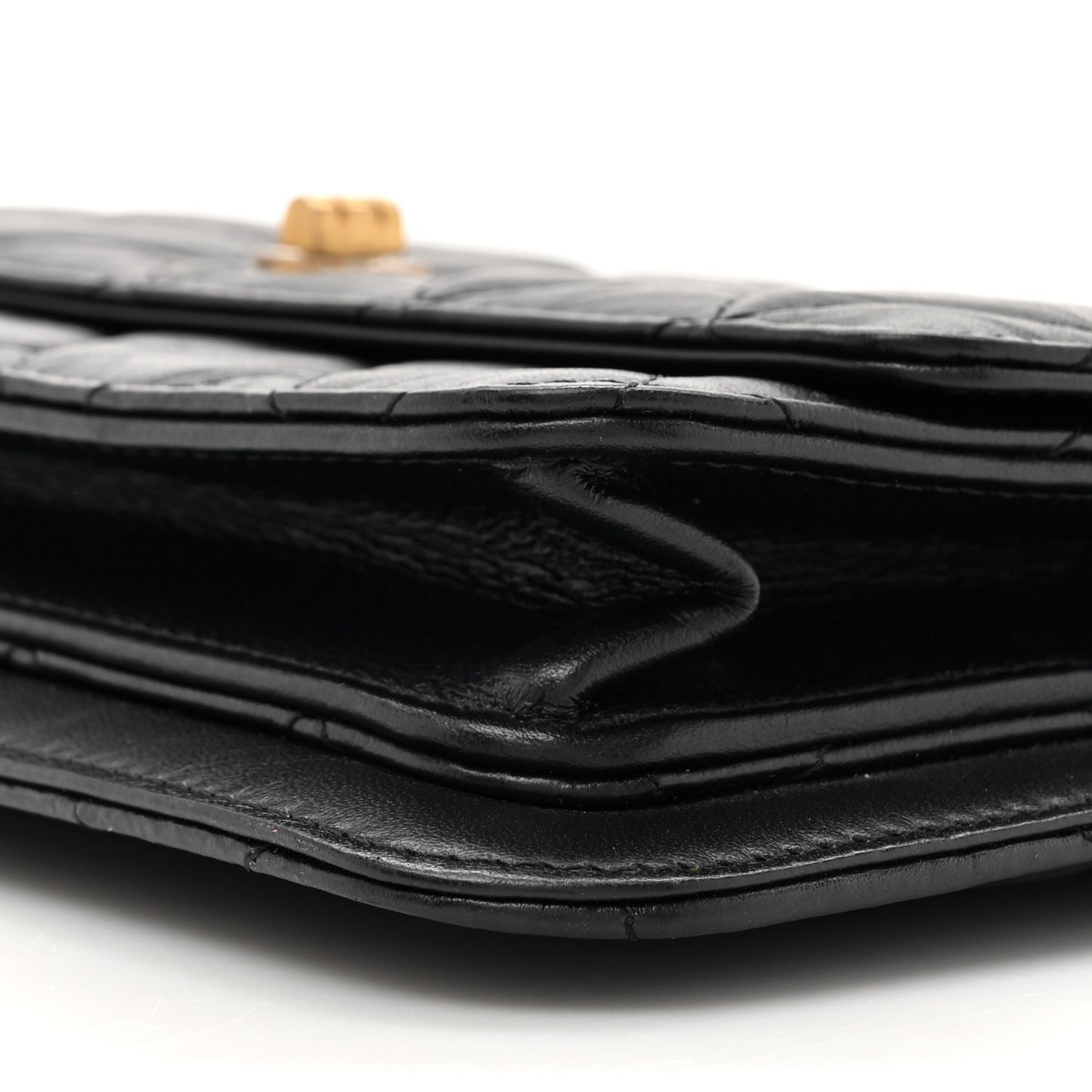 Aged Calfskin Quilted 2.55 Reissue Chain Wallet Black