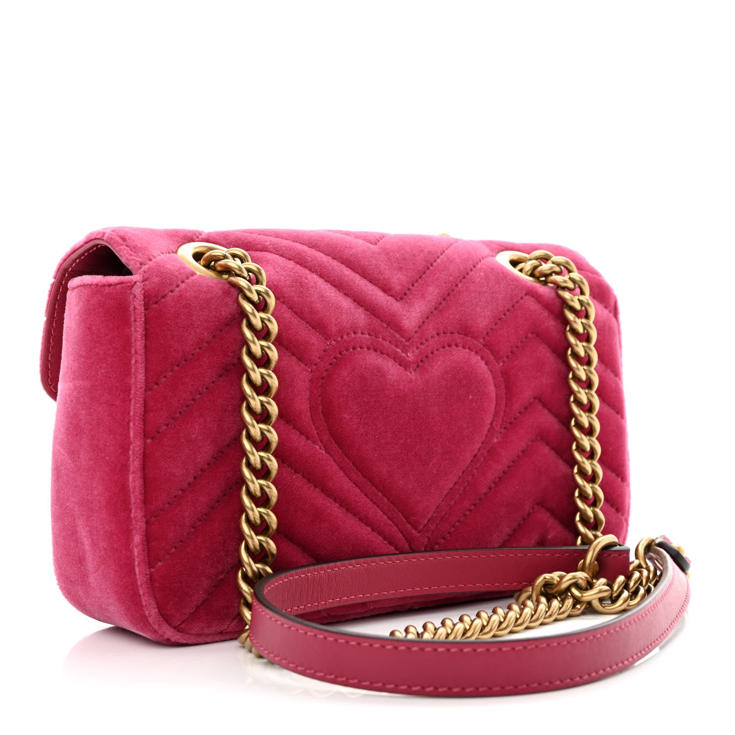 Gucci Velvet Matelasse Mini GG Marmont Shoulder Bag Light Raspberry Rose 3 of 10