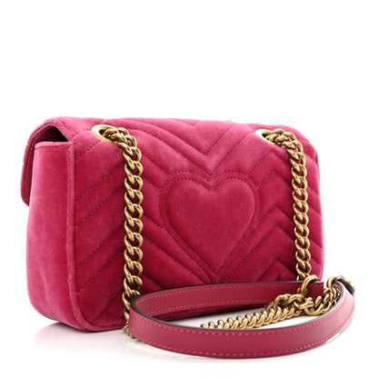 Gucci Velvet Matelasse Mini GG Marmont Shoulder Bag Light Raspberry Rose 3 of 10