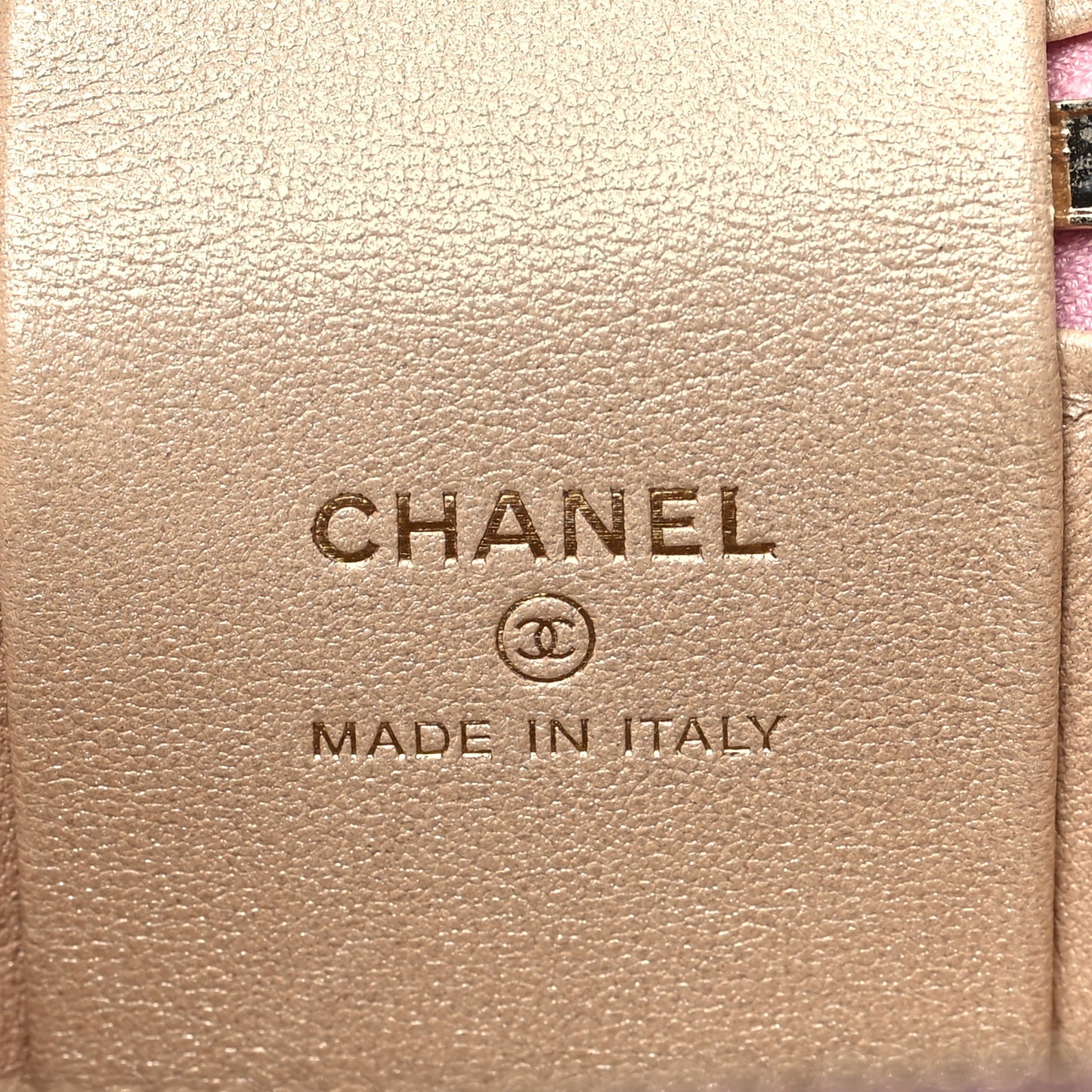 Lambskin Quilted Ruched Handle Vanity Case Pink