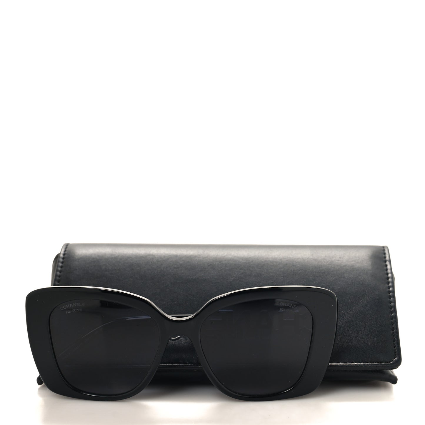 Acetate Strass Polarized Square Sunglasses 5422-B Black
