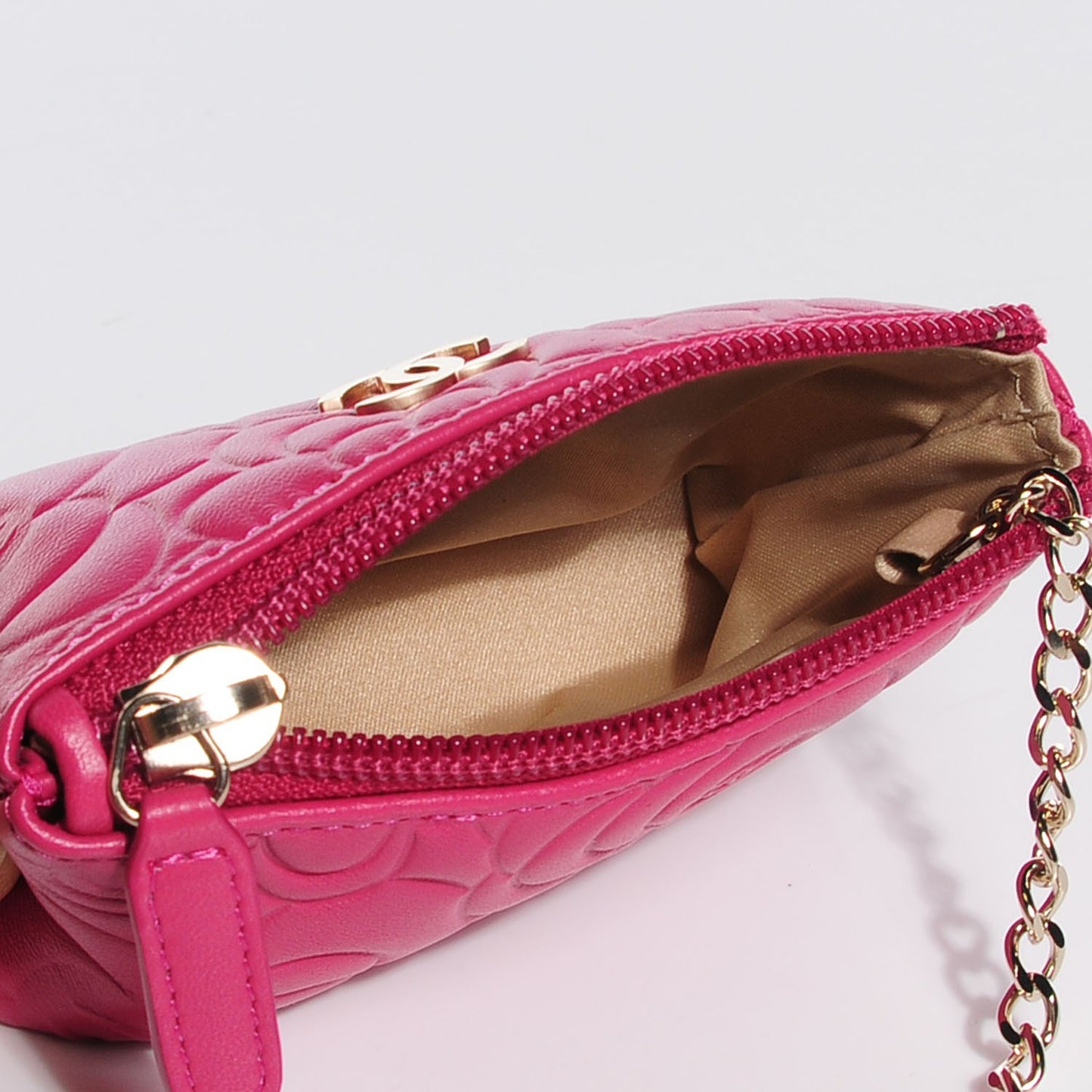 Lambskin Camellia Coin Purse Fuchsia