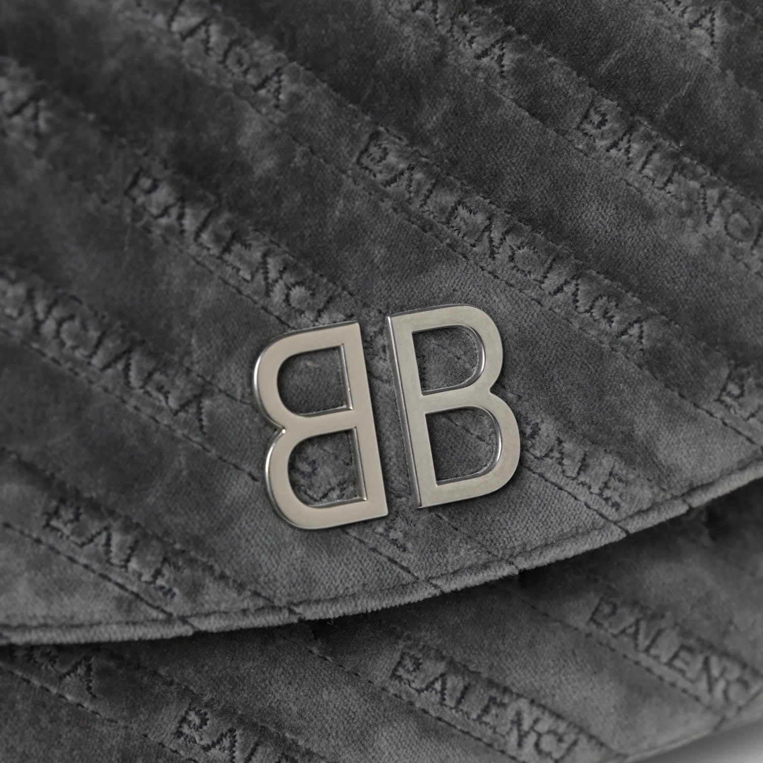 Balenciaga Velvet Charms Logo Matelasse M BB Round Shoulder Bag Gris 10 of 10